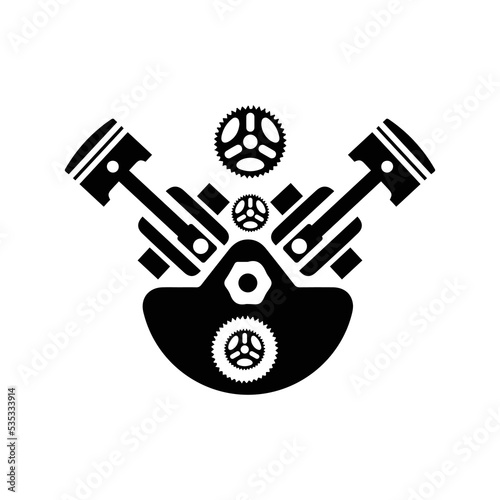 Car mechanical engine parts icon | Black Vector illustration |