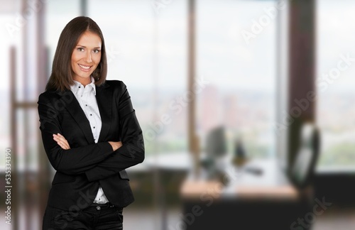 Young confident smiling business woman leader, successful entrepreneur, elegant professional company executive ceo manager