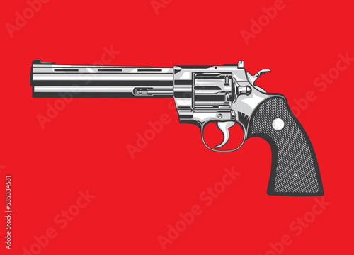 Vector illustration of a Сolt magnum revolver on a white isolated background in monochrome