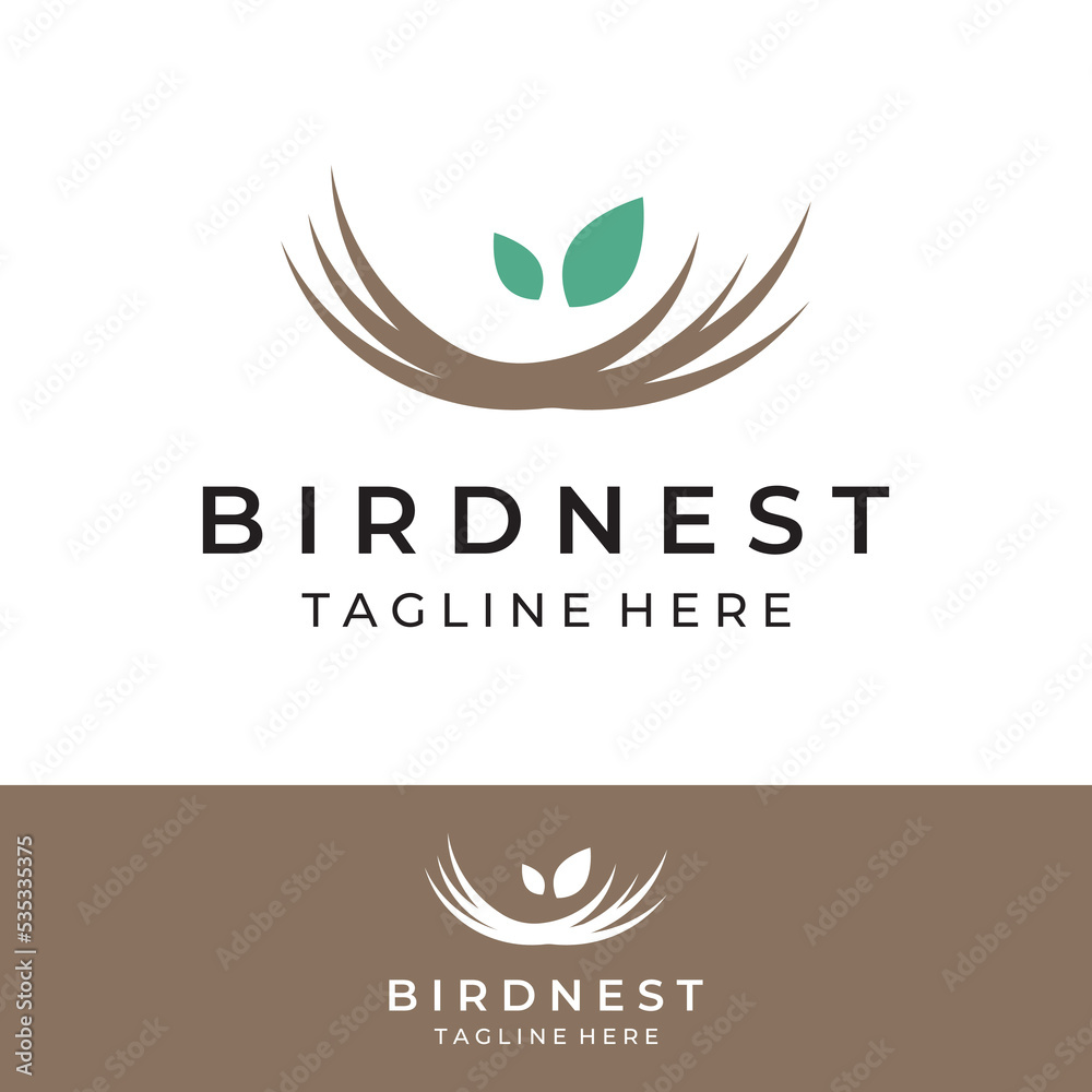 Bird's nest hipster logo creative design vector illustration template.