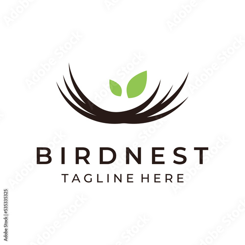 Bird's nest hipster logo creative design vector illustration template.
