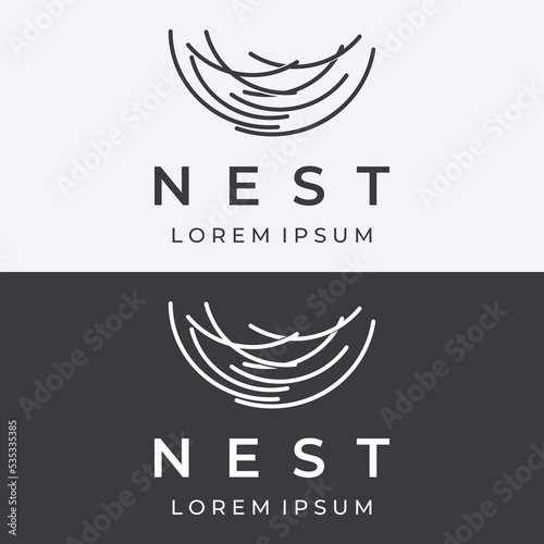 Bird's nest hipster logo creative design vector illustration template.