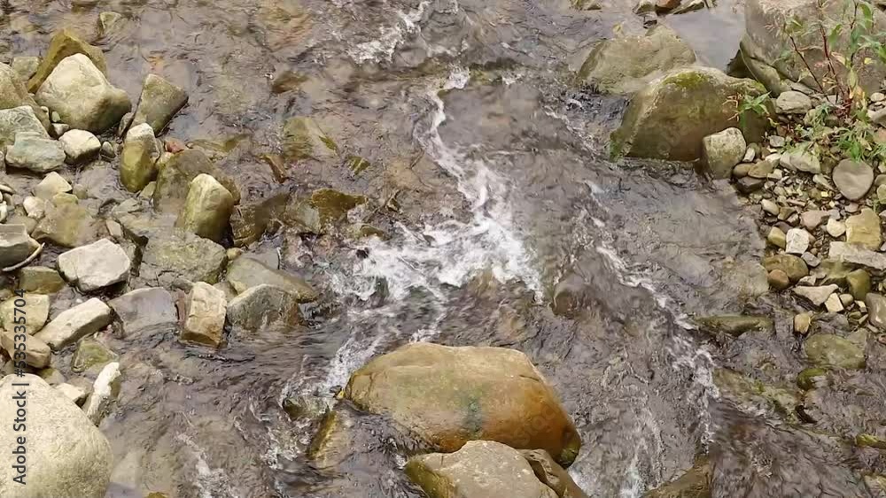 Carpathian mountain river with a fast current for the background in Ukraine during the day in autumn, nature Carpathian mountain river with a fast current for the background in Ukraine during the day in autumn, nature