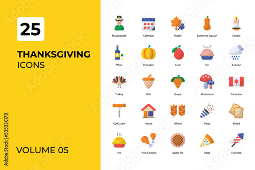Thanksgiving icons collection.