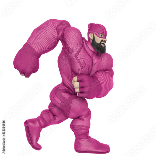 super hero cartoon with beard on suit is marching © DM7