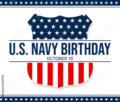 Valokuva United States Navy Birthday Background with Flag inside the badge