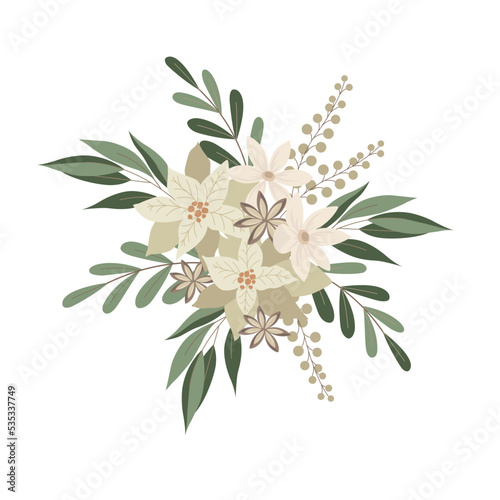 Christmas Bouquet and Arrangement. Vector Illustration.