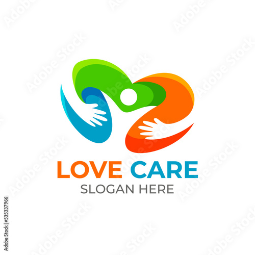 love care logo template in flat design style