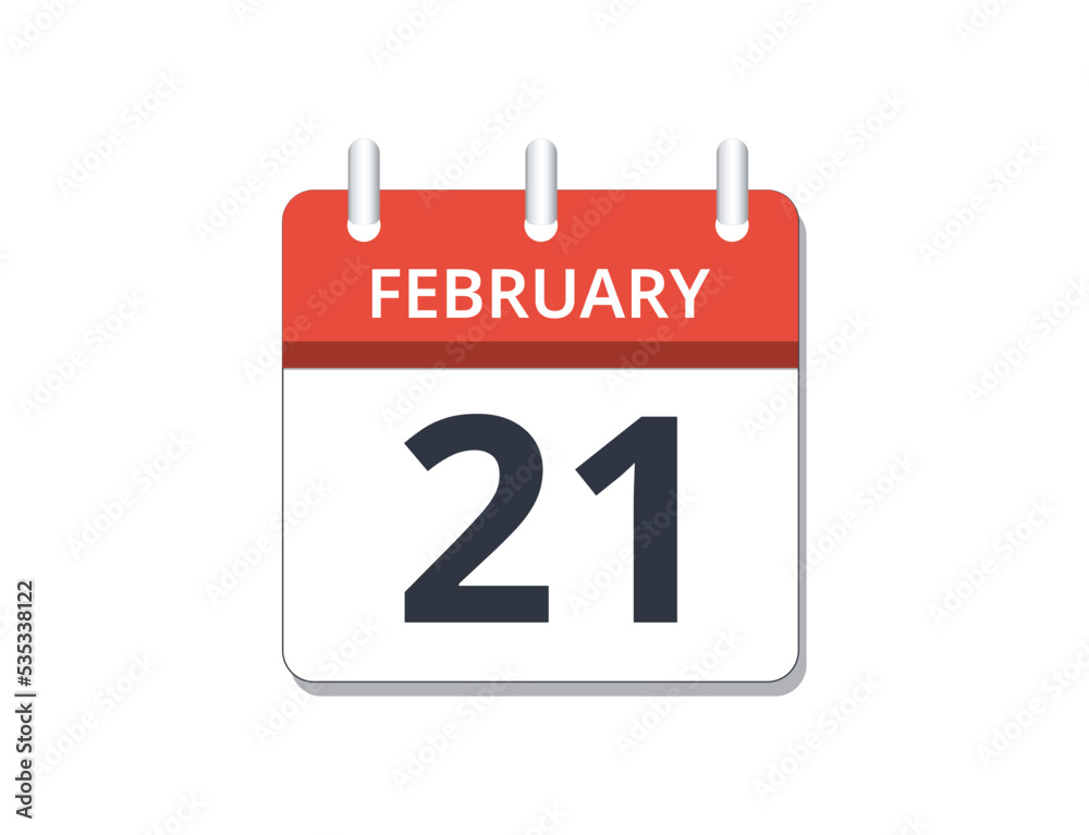 February, 21st calendar icon vector February, 21st calendar icon vector