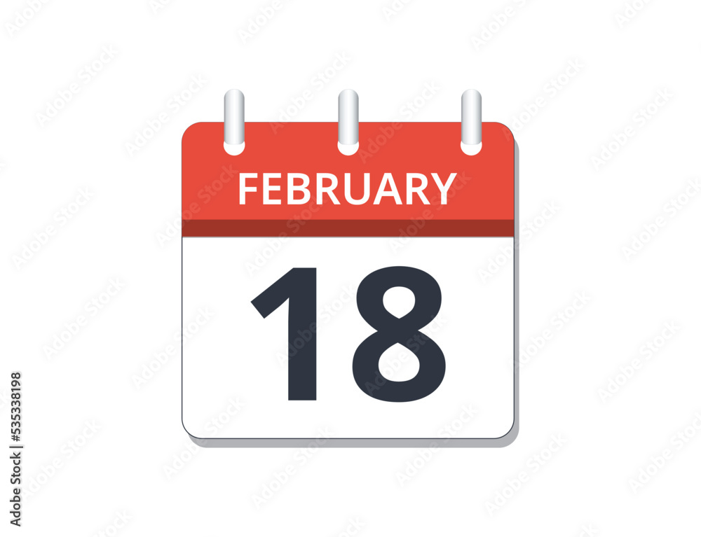 February, 18th calendar icon vector February, 18th calendar icon vector