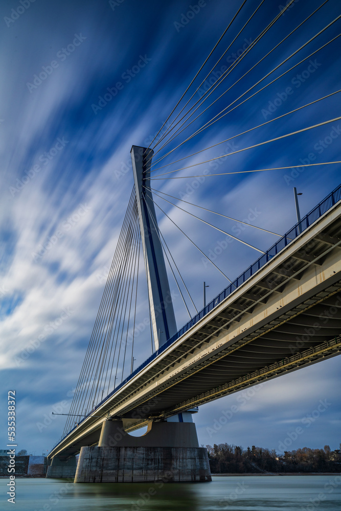 Fototapeta premium Monostor bridge - newly built Danube bridge between Komárno, Slovakia and Komárom, Hungary.