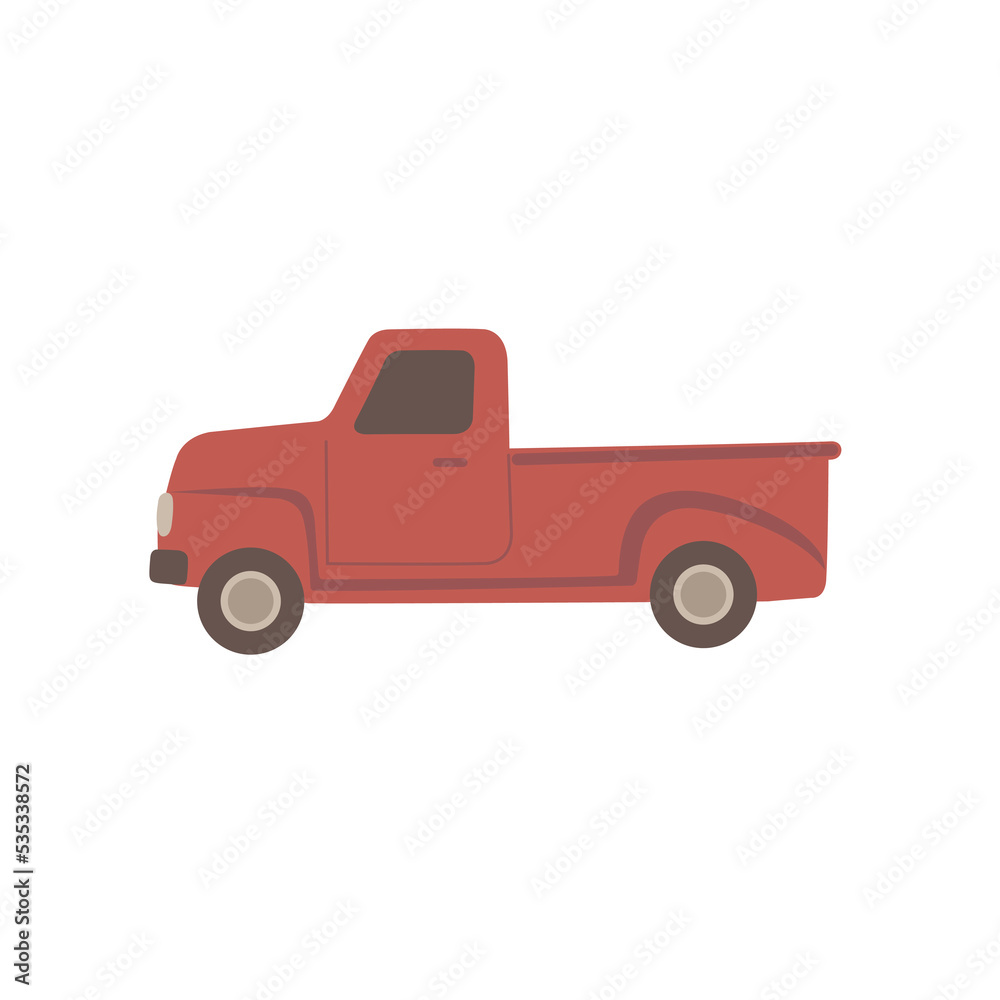 Red Truck on the white Background.