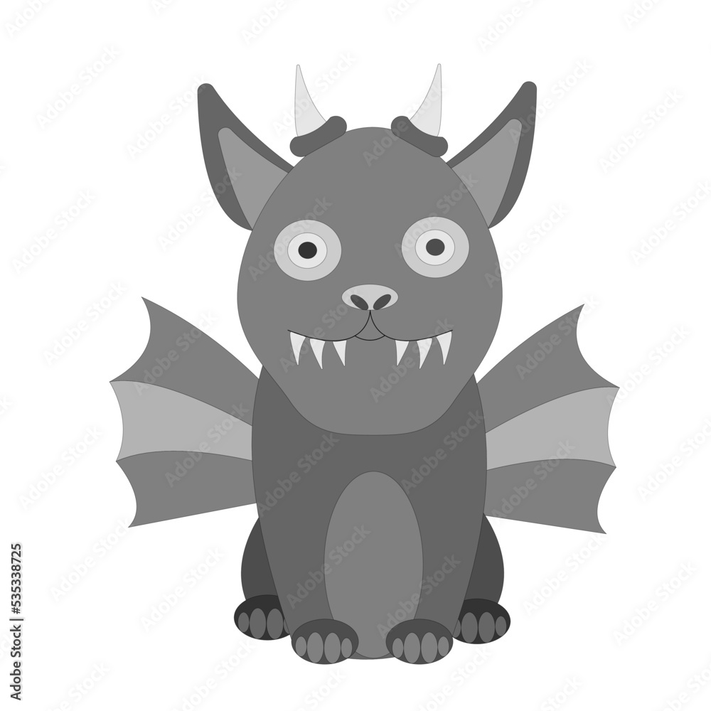 Simple gray gargoyle with wings and teeth Simple gray gargoyle with wings and teeth