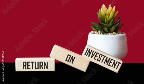 RETURN OF INVESTMENT text on black and red background with cactus flower