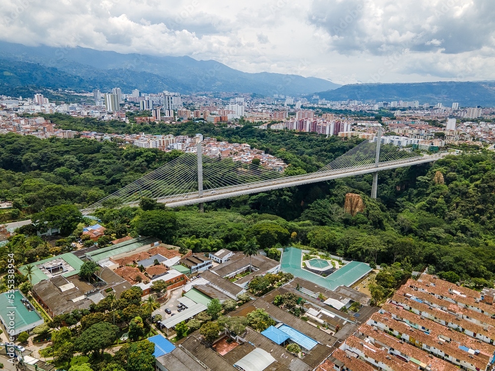 Aerial view of Viaduct of the capital of Santander in Colombia