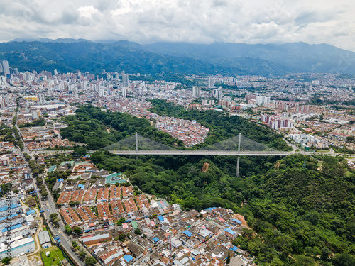 Aerial view of Viaduct of the capital of Santander in Colombia
