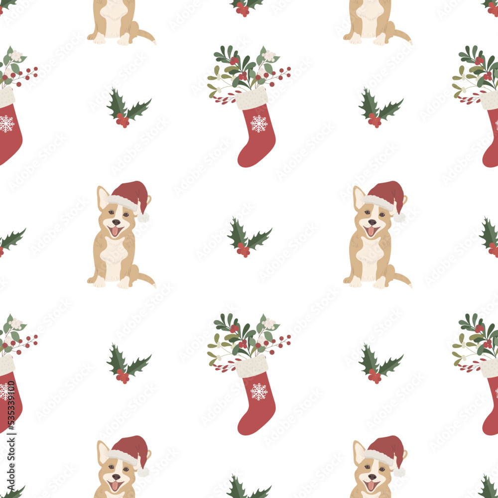 Christmas Seamless Pattern with white Background.