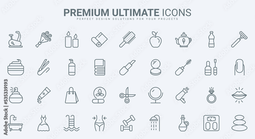 Beauty cosmetics and skin care thin line icons set vector illustration. Outline makeup and natural herbal lotion and cream, healthy massage and candle spa relax for body health, salon therapy Beauty cosmetics and skin care thin line icons set vector illustration. Outline makeup and natural herbal lotion and cream, healthy massage and candle spa relax for body health, salon therapy