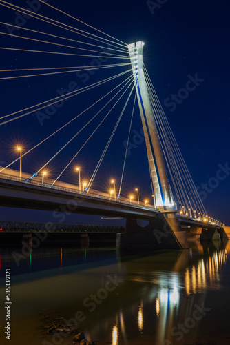 Monostor bridge - newly built Danube bridge between Kom  rno  Slovakia and Kom  rom  Hungary.