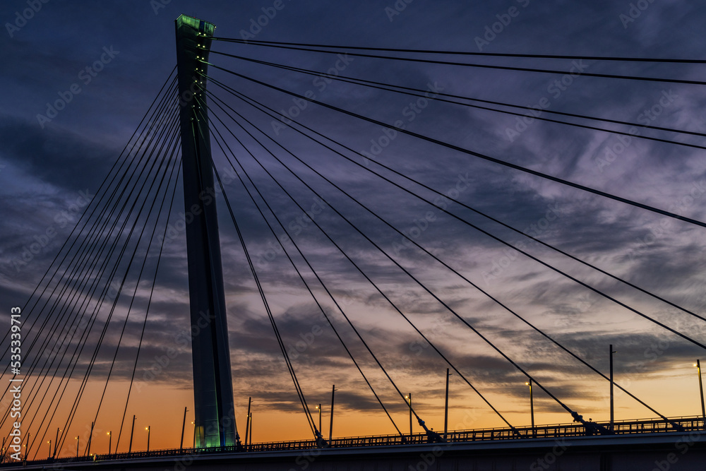 Fototapeta premium Monostor bridge - newly built Danube bridge between Komárno, Slovakia and Komárom, Hungary.