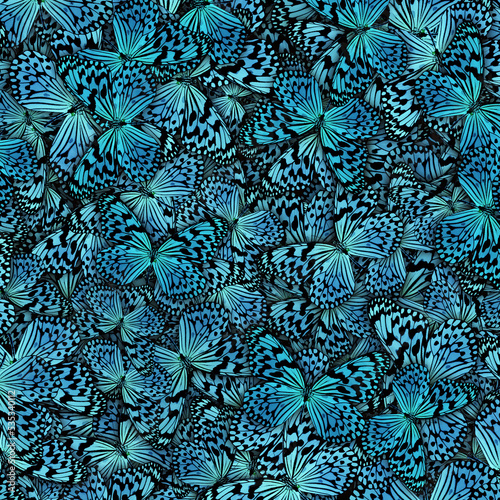 Blue butterfly pattern in a multi layered stack 