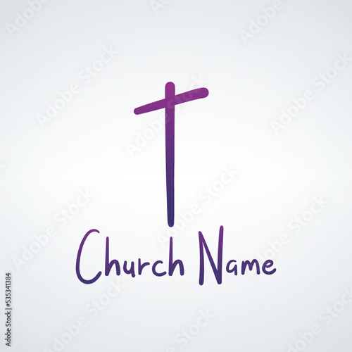 Hand drawn cross church log...