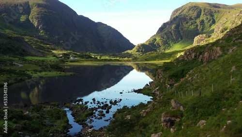 Cinematic video over Gap of Dunloe, Killarney, Ring of Kerry, Ireland  photo