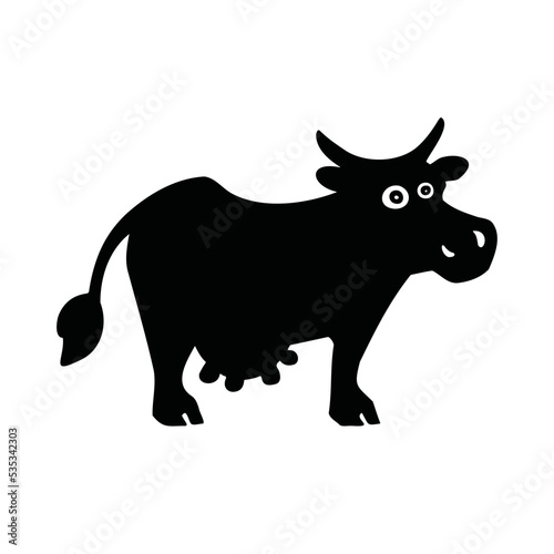 silhouette animal cartoon cow heifer vector illustration