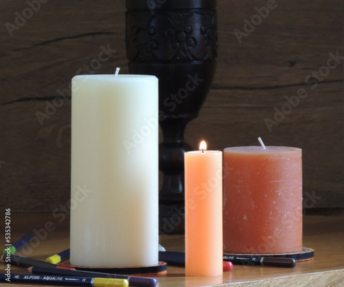 three burning candles,decoration,fire