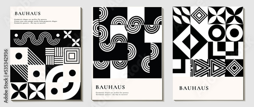 set of abstract background, geometric shape pattern. modern design, circle, line in the style of minimalism. for print. banner, web, business ideas. vector art illustration. style bauhaus