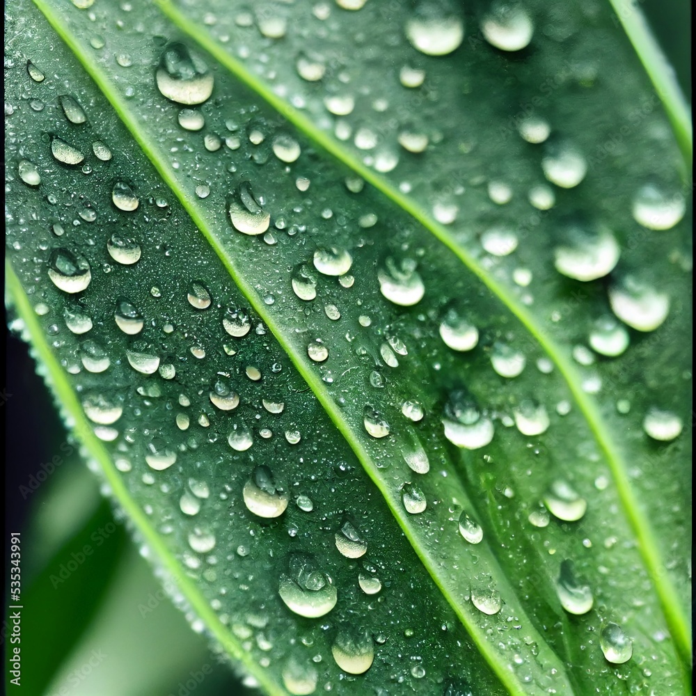 Close up of leaves with dew drops Close up of leaves with dew drops