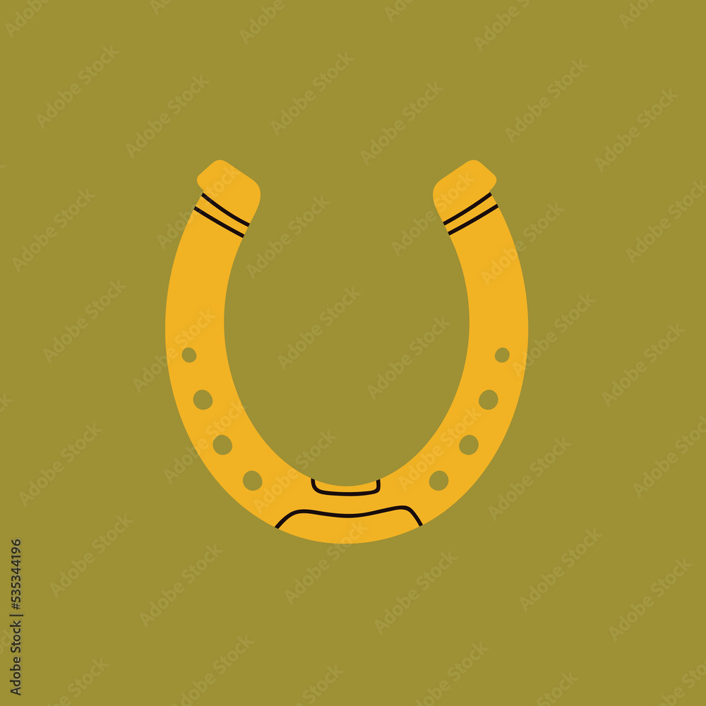 Cowboy western theme wild west concept.Hand drawn colorful vector set. Element is isolated. Icon of horseshoe. Hand drawn colored flat vector illustration. Cowboy western theme wild west concept.Hand drawn colorful vector set. Element is isolated. Icon of horseshoe. Hand drawn colored flat vector illustration.