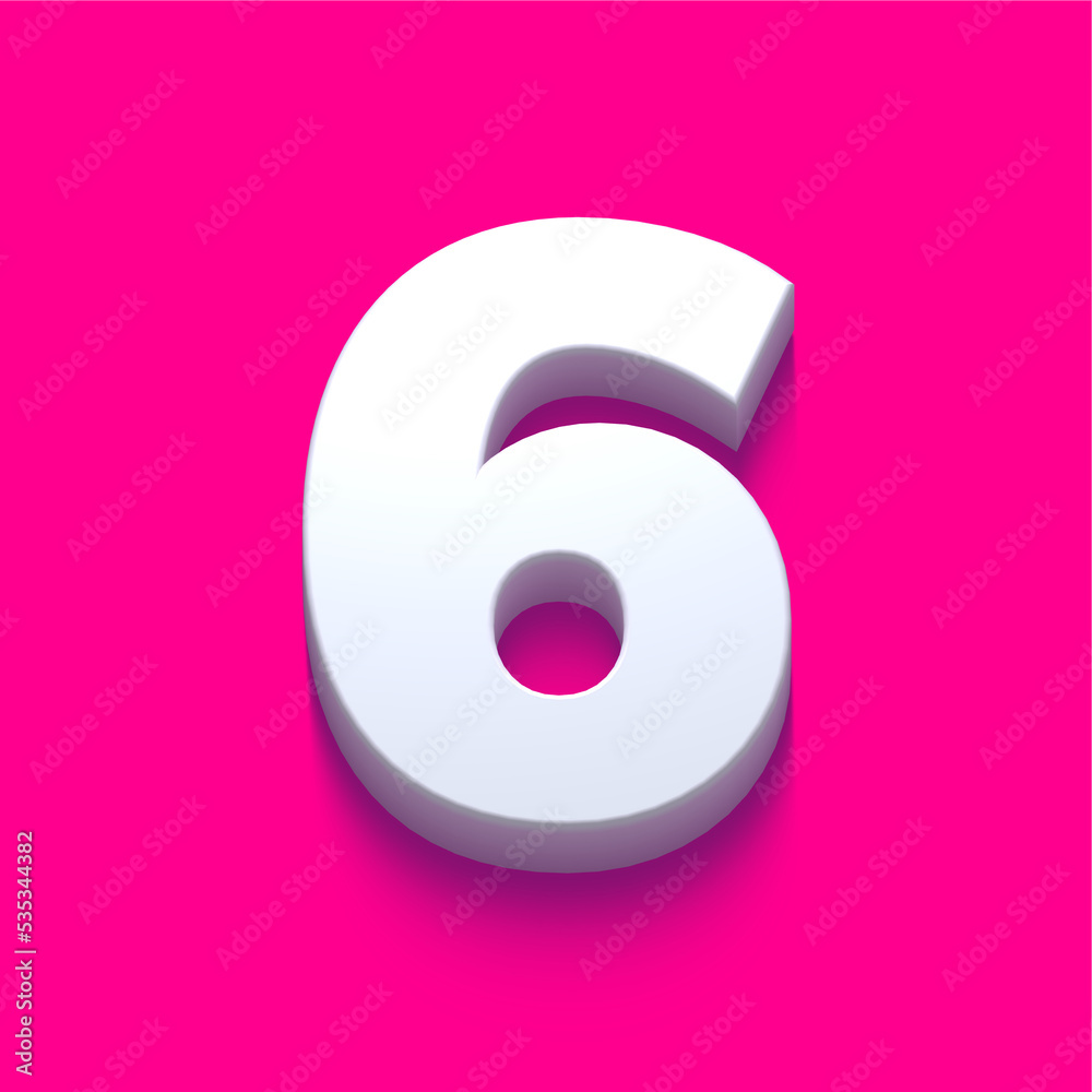 3d alphabet, set of golden numbers and symbol on grey background, 3d rendering, number six
