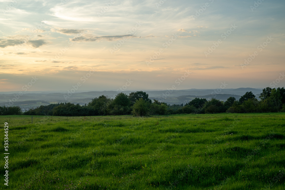 Sunset over the field, landscpae Sunset over the field, landscpae