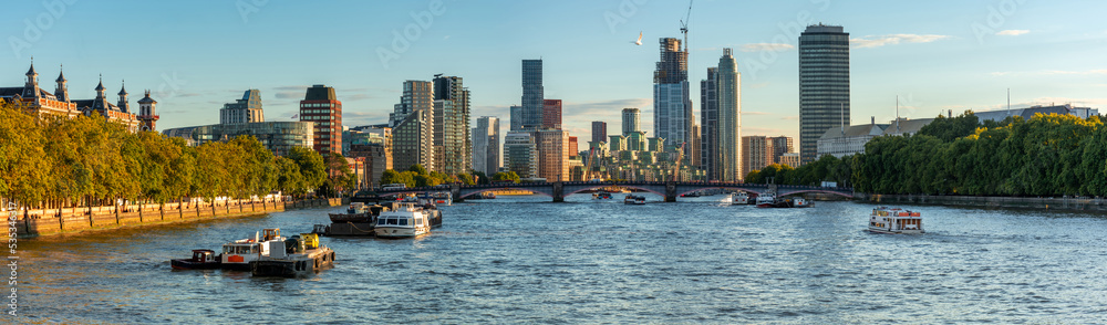 Panorama of London on the River Thames, beautiful cityscape