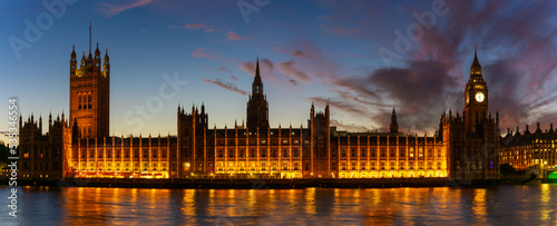 The Parliament of England on the background of a dramatic sky  a beautiful evening cityscape