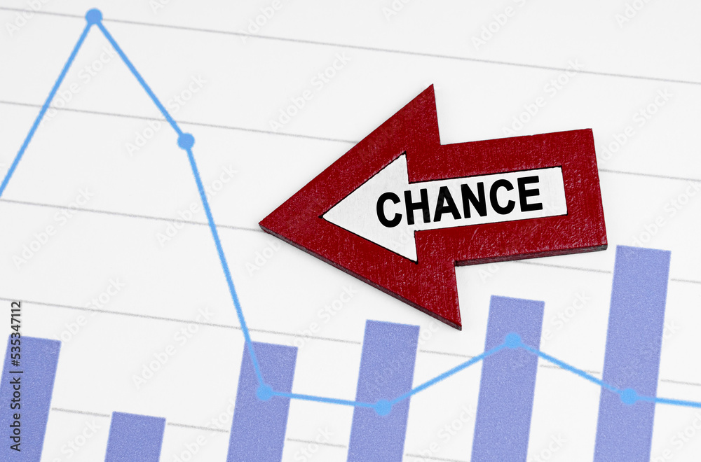 Fototapeta premium On the reporting chart there is an arrow with the inscription - CHANCE