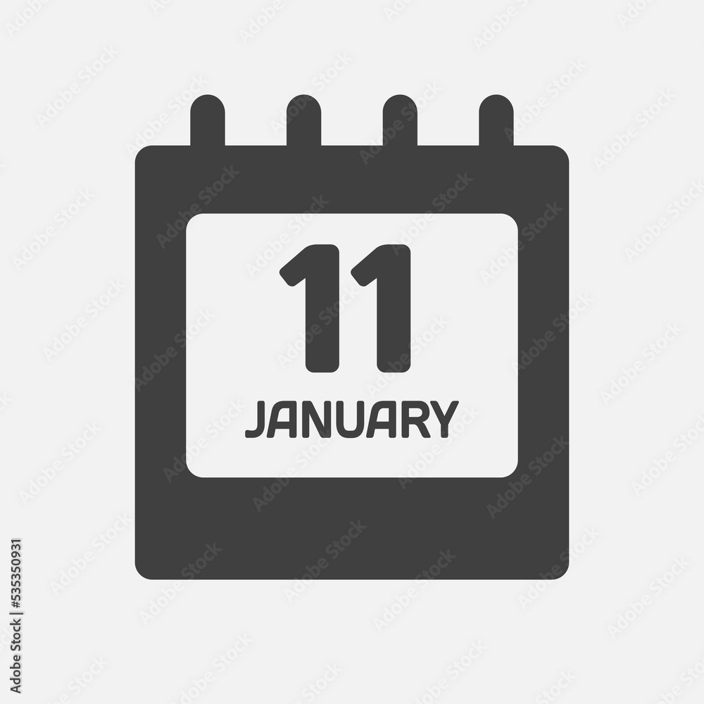 Icon day date 11 January, template calendar page Icon day date 11 January, template calendar page
