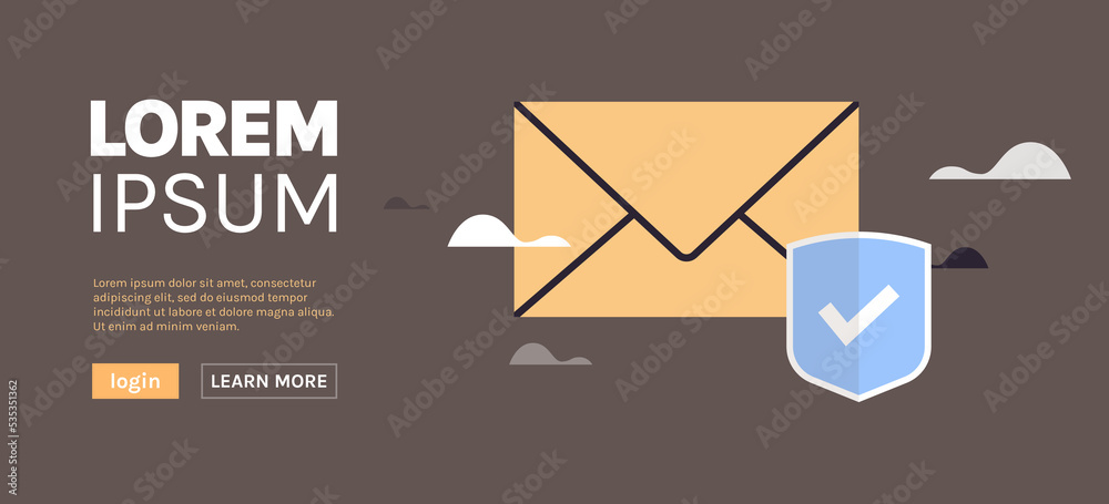 Envelope with shield symbol and mail data protection concept flat vector illustration. Envelope with shield symbol and mail data protection concept flat vector illustration.