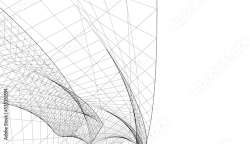 Abstract architectural drawing 3d illustration