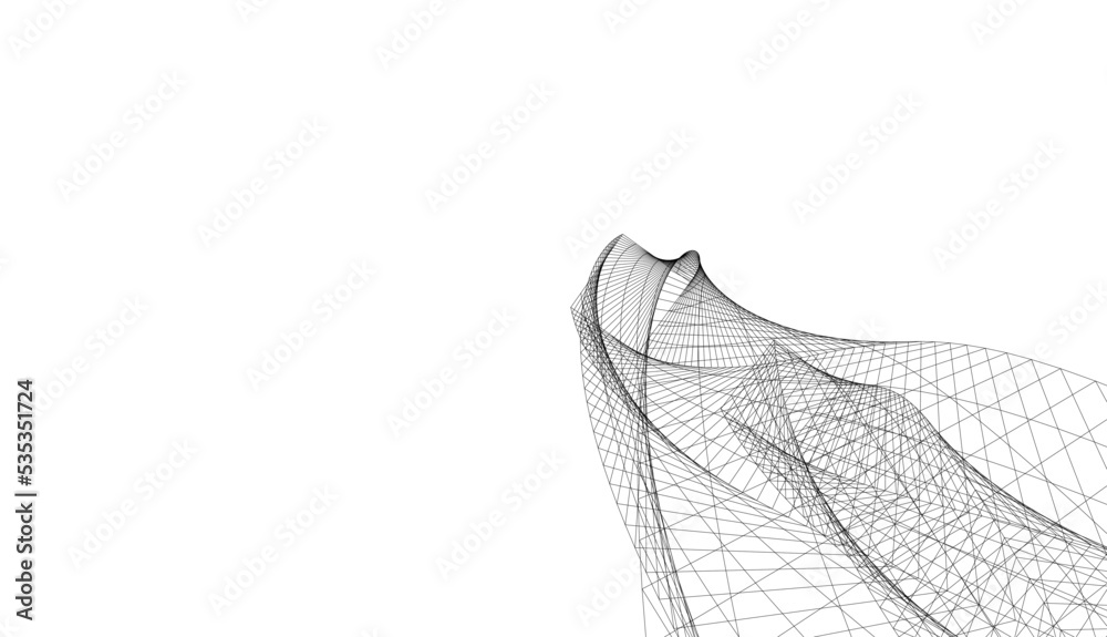 Abstract architectural drawing 3d illustration