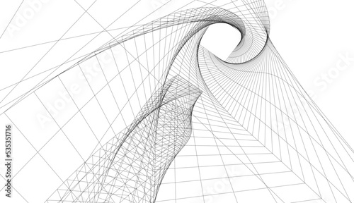 Abstract architectural drawing 3d illustration