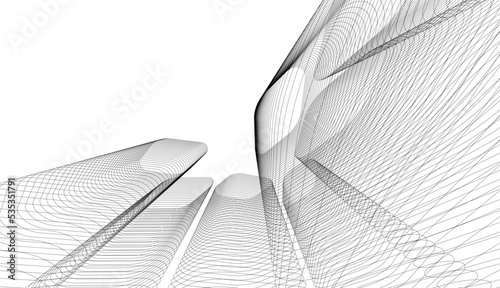 Abstract architectural drawing 3d illustration