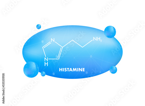 Histamine concept chemical formula icon label, text font vector illustration