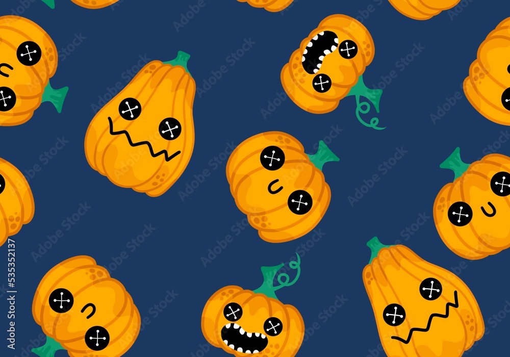 Fototapeta premium Halloween seamless pumpkins pattern for fabrics and wrapping paper and clothes print