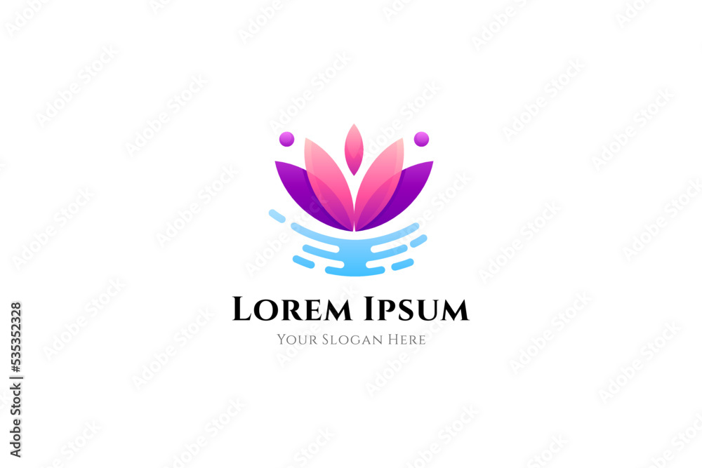 Fototapeta premium lotus flower with water effect for health and beauty logo