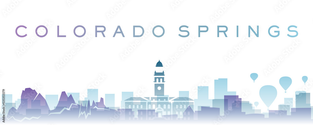 Colorado Springs Transparent Layers Gradient Landmarks Skyline