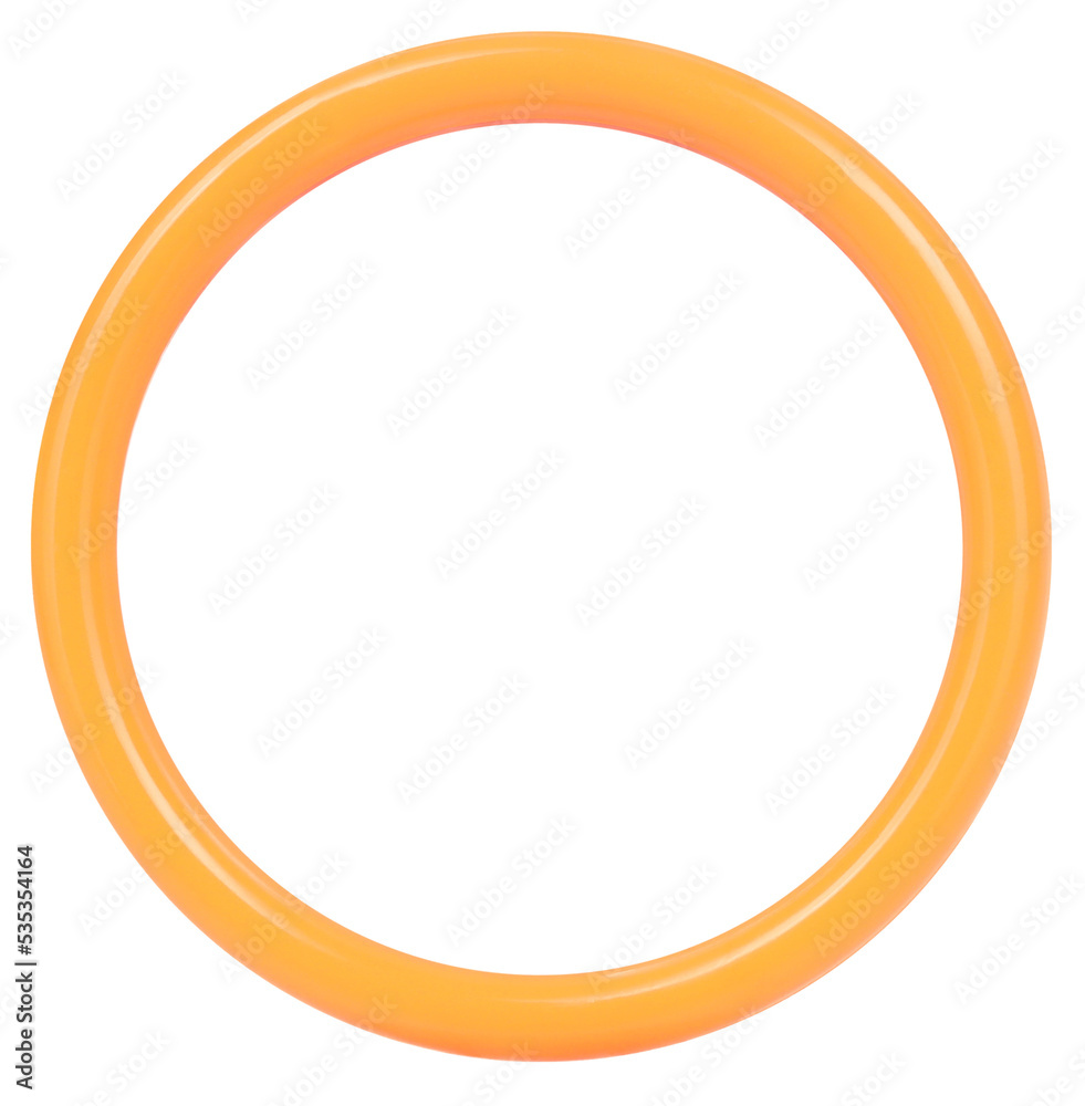 Orange plastic circle round frame for picture blank isolated on white background. Trendy bright vivid pastel color frames concepts Orange plastic circle round frame for picture blank isolated on white background. Trendy bright vivid pastel color frames concepts
