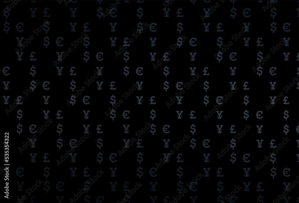 Dark black vector background with EUR, USD, GBP, JPY. Dark black vector background with EUR, USD, GBP, JPY.