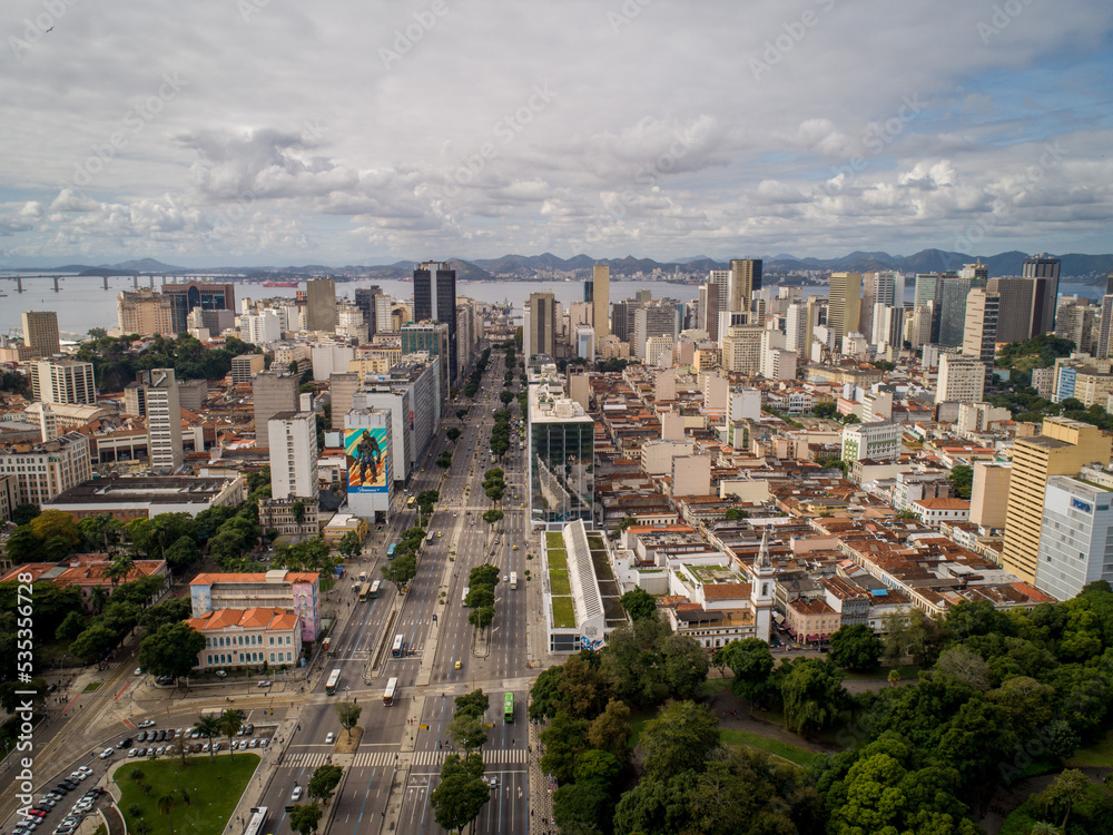 view of the city of rio de janeiro, brazil through the lens of a drone